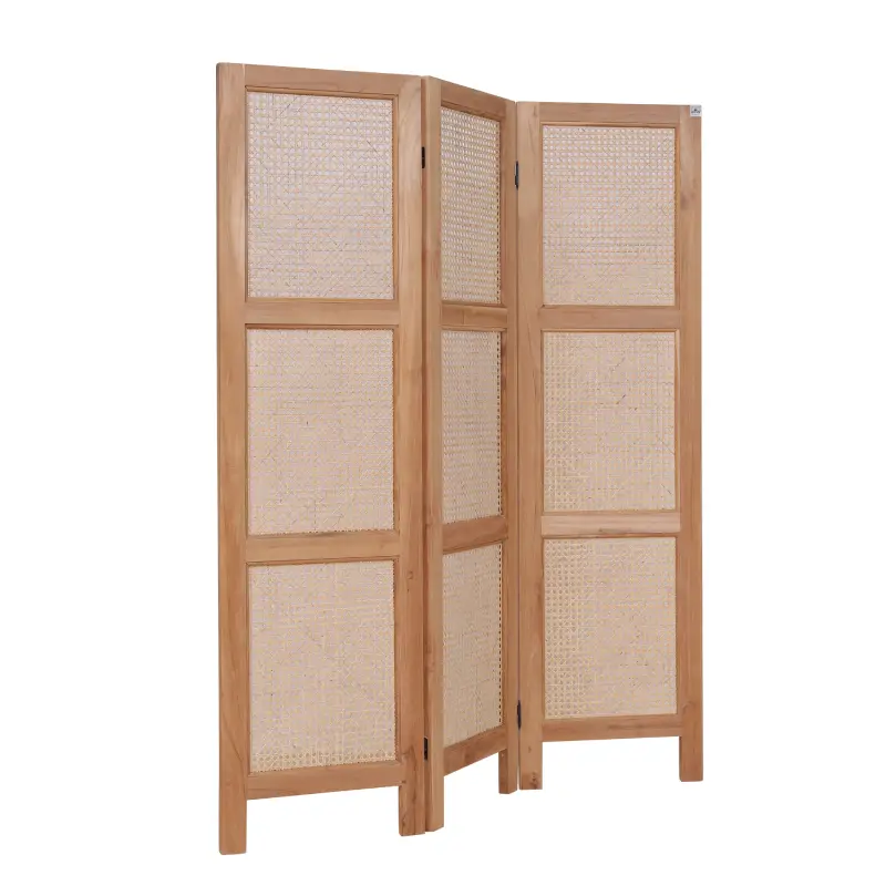 Abstract Teak Folding Screen