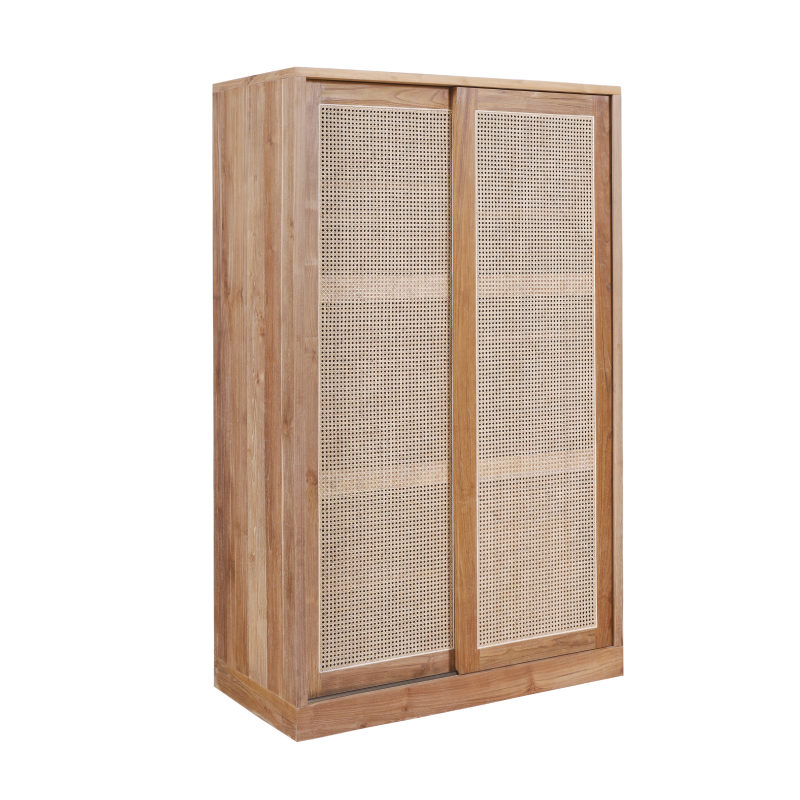 Wardrobe Rattan 2 Sliding Doors